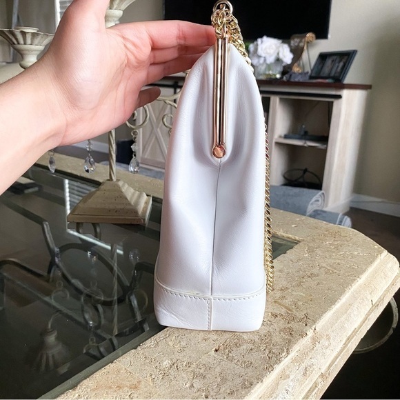 Anine Bing Bag Noah Shoulder Crossbody Chain Gold Leather Minimal White GUC - Picture 5 of 16